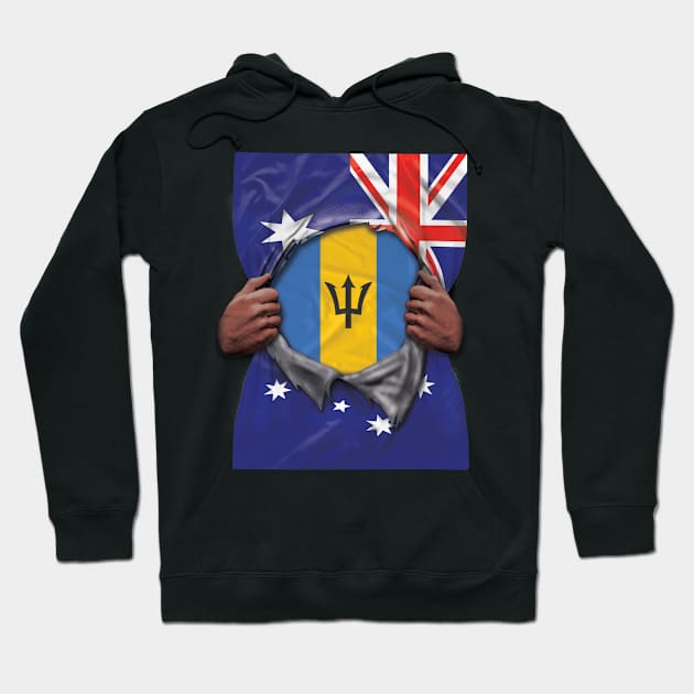 Barbados Flag Australian Flag Ripped - Gift for Barbadian From Barbados Hoodie by Country Flags